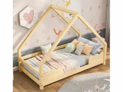 Discount Merax Cama infantil - 90 x 200 cm - con protección anticaídas - madera maciza - natural Color natural claro