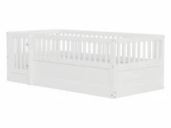ModernLuxe Cama infantil 90 x 200 cm - marco de cama de madera - con barreras de seguridad - con puerta - ​ (somier de láminas no incluido)