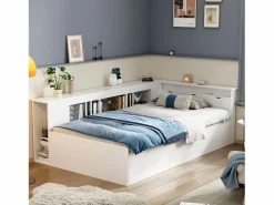 Hot Cama infantil 90 x 200 cm con 4 cajones + librería y mueble de almacenaje - MDF - Cama Diván