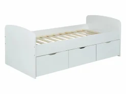 Vente-unique Cama infantil blanca con 2 cajones y un arcón mesa de centro 90 x 190 cm LOUANE