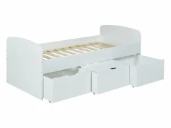 Vente-unique Cama infantil blanca con 2 cajones y un arcón mesa de centro 90 x 190 cm LOUANE