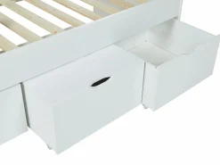 Vente-unique Cama infantil blanca con 2 cajones y un arcón mesa de centro 90 x 190 cm LOUANE