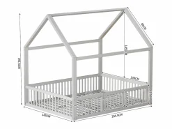 OKWISH Cama infantil blanca de 140 x 200 cm con puerta de seguridad y láminas de somier, sin colchón
