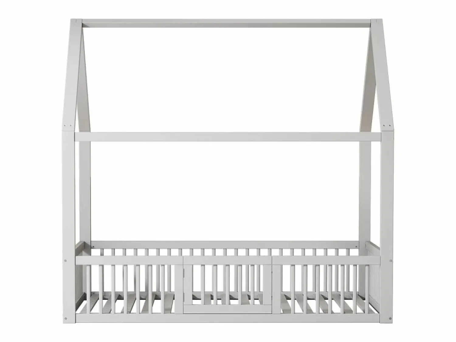 OKWISH Cama infantil blanca de 140 x 200 cm con puerta de seguridad y láminas de somier, sin colchón