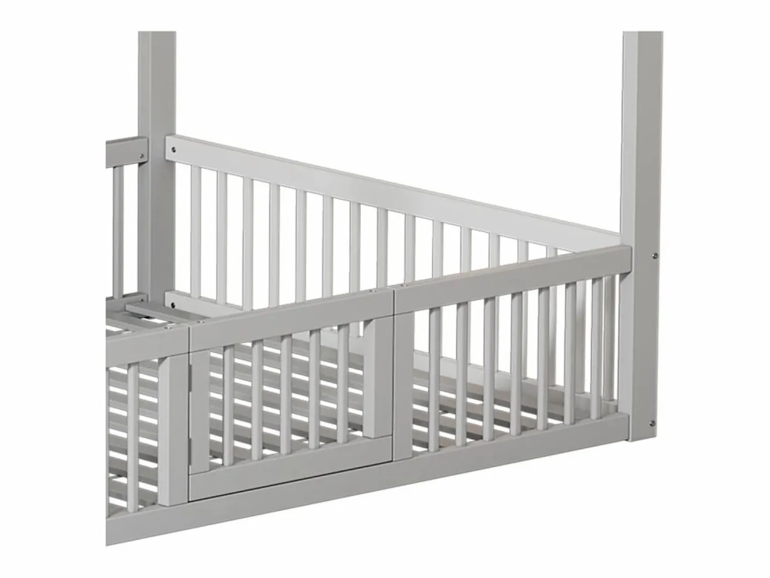 OKWISH Cama infantil blanca de 140 x 200 cm con puerta de seguridad y láminas de somier, sin colchón