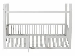 OKWISH Cama infantil blanca de 140 x 200 cm con puerta de seguridad y láminas de somier, sin colchón