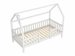 Online Merax Cama infantil cabina 90 x 200 cm con cabecero - Pino + Tablero de partículas + Contrachapado - (sin colchón) Blanco