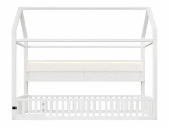 Outlet Hauss Spole Cama infantil cabina 90x200 cm con estantes de almacenaje e iluminación LED - Sin somier - Blanco