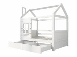 Best Cama infantil cabina 80x160 cm con somier de láminas - protección anticaídas 2 cajones de almacenaje - madera - (sin colchón) Cama Montessori