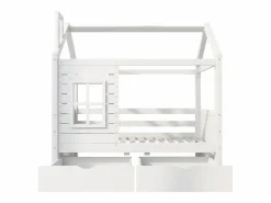 Best Cama infantil cabina 80x160 cm con somier de láminas - protección anticaídas 2 cajones de almacenaje - madera - (sin colchón) Cama Montessori