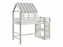 Online Cama infantil cabina 90x200 cm de madera maciza con techo y compartimento de almacenamiento - Cama Montessori