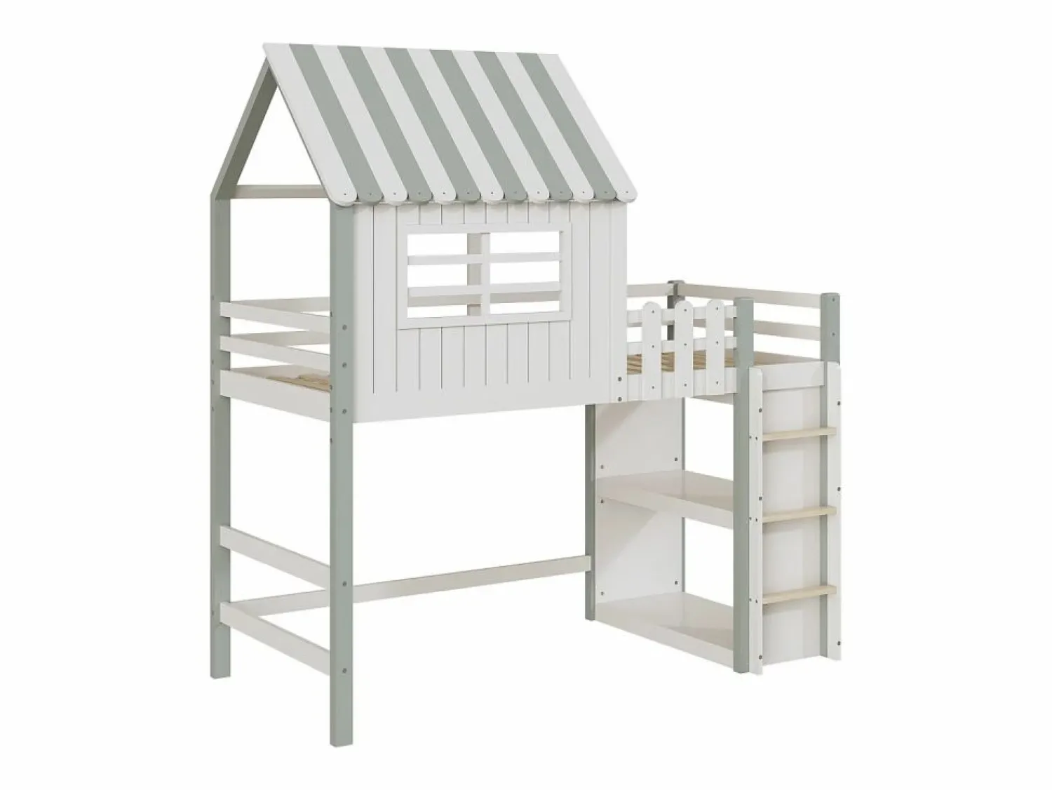 Online Cama infantil cabina 90x200 cm de madera maciza con techo y compartimento de almacenamiento - Cama Montessori