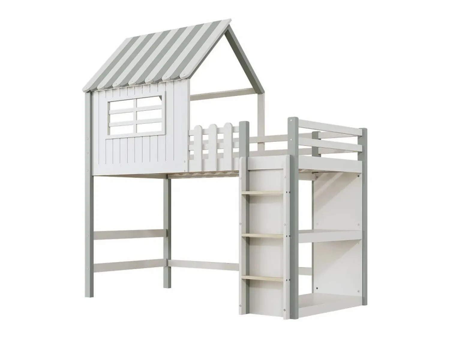 Online Cama infantil cabina 90x200 cm de madera maciza con techo y compartimento de almacenamiento - Cama Montessori