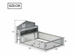 New Hauss Spole Cama infantil cabina 140x200 cm con barandillas de seguridad, estantes y almacenaje en color (sin colchón) Gris
