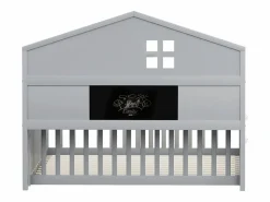 New Hauss Spole Cama infantil cabina 140x200 cm con barandillas de seguridad, estantes y almacenaje en color (sin colchón) Gris