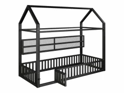 Clearance Cama infantil cabina 90x200 cm con estantes de almacenaje e iluminación LED - Sin somier - Cama Montessori