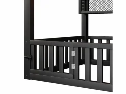 Clearance Cama infantil cabina 90x200 cm con estantes de almacenaje e iluminación LED - Sin somier - Cama Montessori
