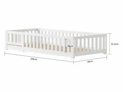 Cama infantil cabina 90x200cm, con somier, cama plana, cama infantil, protección anticaídas, pino macizo, color