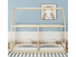 Discount Cama infantil cabina 90x200cm con somier - cama dos en uno - estructura de madera - (sin colchón) Color natural claro