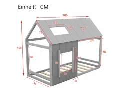 Cama infantil cabina 90x200cm con base, techo y ventana, madera, (sin colchón) Cama Montessori