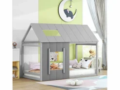 Cama infantil cabina 90x200cm con base, techo y ventana, madera, (sin colchón) Cama Montessori