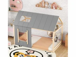 Online Cama infantil cabina 90x200cm con base - techo y ventana - madera - natural claro (sin colchón) Cama Montessori