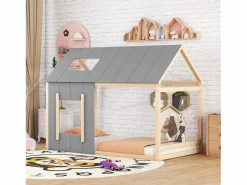 Online Cama infantil cabina 90x200cm con base - techo y ventana - madera - natural claro (sin colchón) Cama Montessori