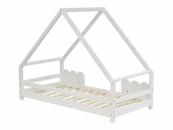 Cama infantil cabina 90x200cm con base - protección anticaída - madera - (sin colchón)