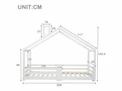 Hauss Spole Cama infantil casita 90x200 cm con chimenea - Somier robusto de pino - (sin colchón)