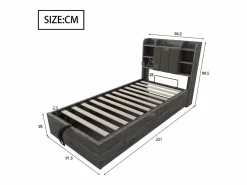 Hot Cama infantil con almacenaje - 90 x 200 cm - cabecero con almacenaje - con USB + Tipo C - MDF - Cama Con Canapé|Cama Con Almacenaje