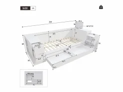New Merax Cama infantil con canapé - 90 x 200 cm - sofá-cama con 3 cajones - con mesitas de noche - MDF - Blanco