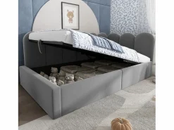 New Cama infantil con canapé de 90x190cm con somier de láminas - cabecero tapizado - estructura de metal - terciopelo (sin colchón) Cama Con Canapé|Cama Con Almacenaje