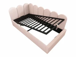 Best Cama infantil con somier de láminas 90x190 cm - Cama juvenil con estructura metálica - Terciopelo (sin colchón) Rosa