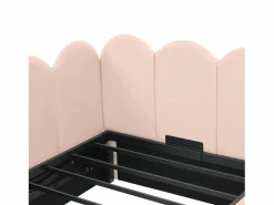 Best Cama infantil con somier de láminas 90x190 cm - Cama juvenil con estructura metálica - Terciopelo (sin colchón) Rosa