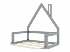 Merax Cama infantil de 90 x 200 cm, cuna con forma de casa, pino macizo, estilo sencillo,