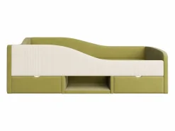 New Cama infantil de 90 x 190 cm con 2 cajones y somier de láminas de madera, de terciopelo oscuro (no incluye colchón). Verde