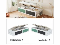 Merax Cama infantil de madera con almacenaje - 90 x 200 cm - con almacenaje hidráulico y estante para escribir - madera -