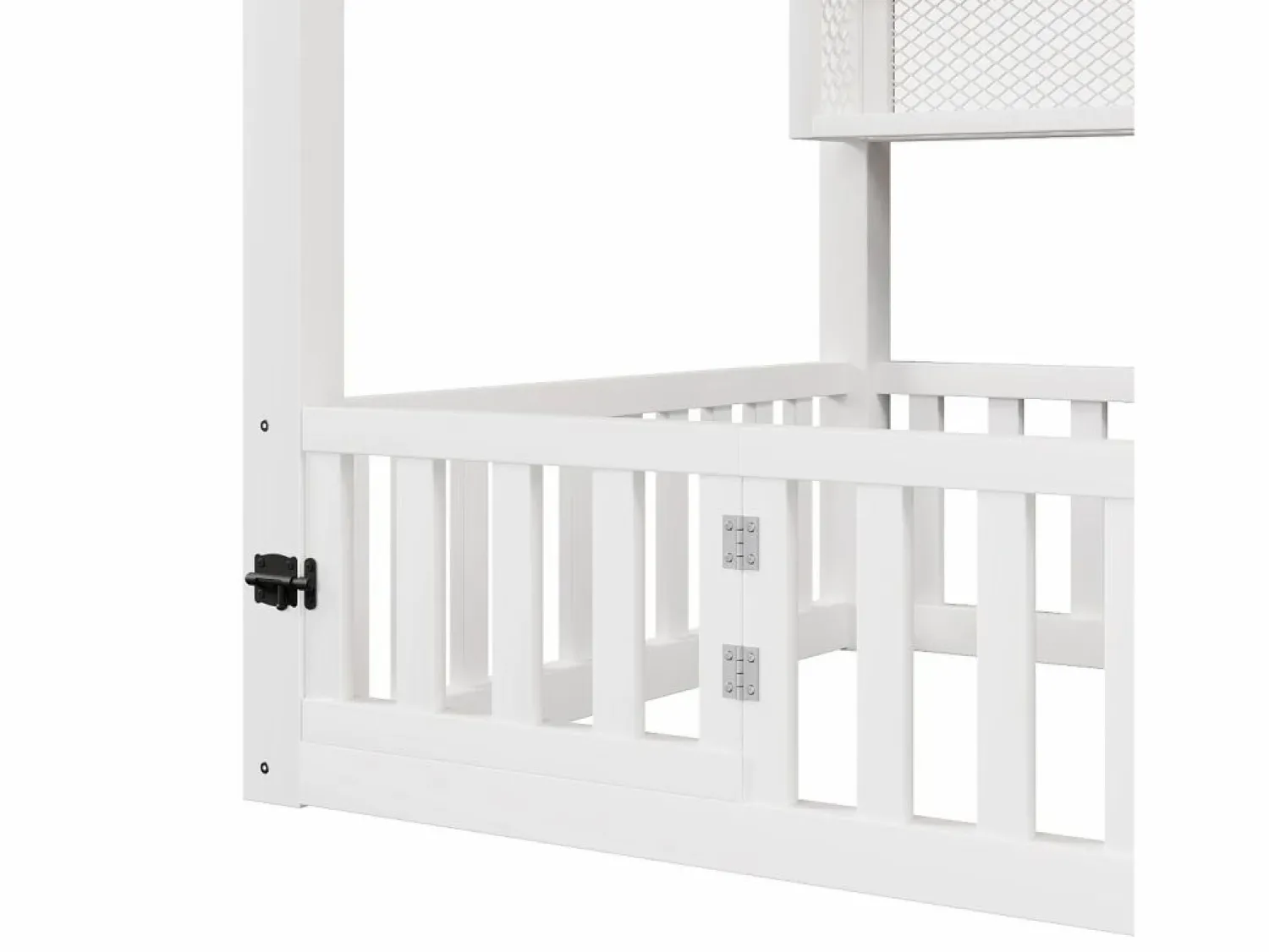 ModernLuxe Cama infantil de metal 90x200 cm - Motivo de casa - con barrera de seguridad - con luces LED - (Colchón no incluido)