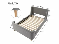 New Cama infantil de 90x200 cm acolchada en terciopelo (colchón no incluido) Cama Terciopelo