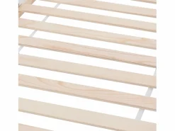 Cama infantil de 90x200 cm con somier de láminas, protección anticaídas y estantería, madera, color (sin colchón)