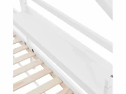 Cama infantil de 90x200 cm con somier de láminas, protección anticaídas y estantería, madera, color (sin colchón)