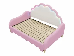 ModernLuxe Cama infantil extraíble en símil piel - 140x200cm - con LED y mando a distancia - (colchón no incluido)
