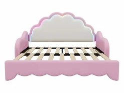 ModernLuxe Cama infantil extraíble en símil piel - 140x200cm - con LED y mando a distancia - (colchón no incluido)