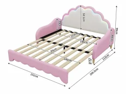 ModernLuxe Cama infantil extraíble en símil piel - 140x200cm - con LED y mando a distancia - (colchón no incluido)