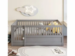Outlet Hauss Spole Cama infantil de 140x200 cm con estructura y puerta pequeña (sin colchón ni estructura) Gris