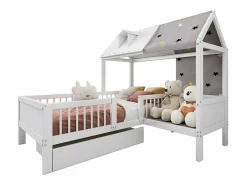 New Cama infantil individual multifuncional de madera maciza - con cajón debajo de la cama - 90x200 cm - Cama Montessori