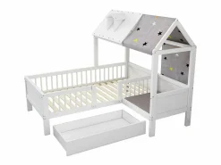 New Cama infantil individual multifuncional de madera maciza - con cajón debajo de la cama - 90x200 cm - Cama Montessori