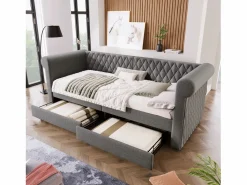 Best Hauss Spole Cama infantil 90x200 cm con 2 cajones - Lino (sin colchón) Gris