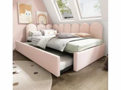Sale Hauss Spole Cama infantil 90x200 cm con cama nido 90x190 cm, tapizado en terciopelo , sin colchón Rosa