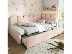 Sale Hauss Spole Cama infantil 90x200 cm con cama nido 90x190 cm, tapizado en terciopelo , sin colchón Rosa